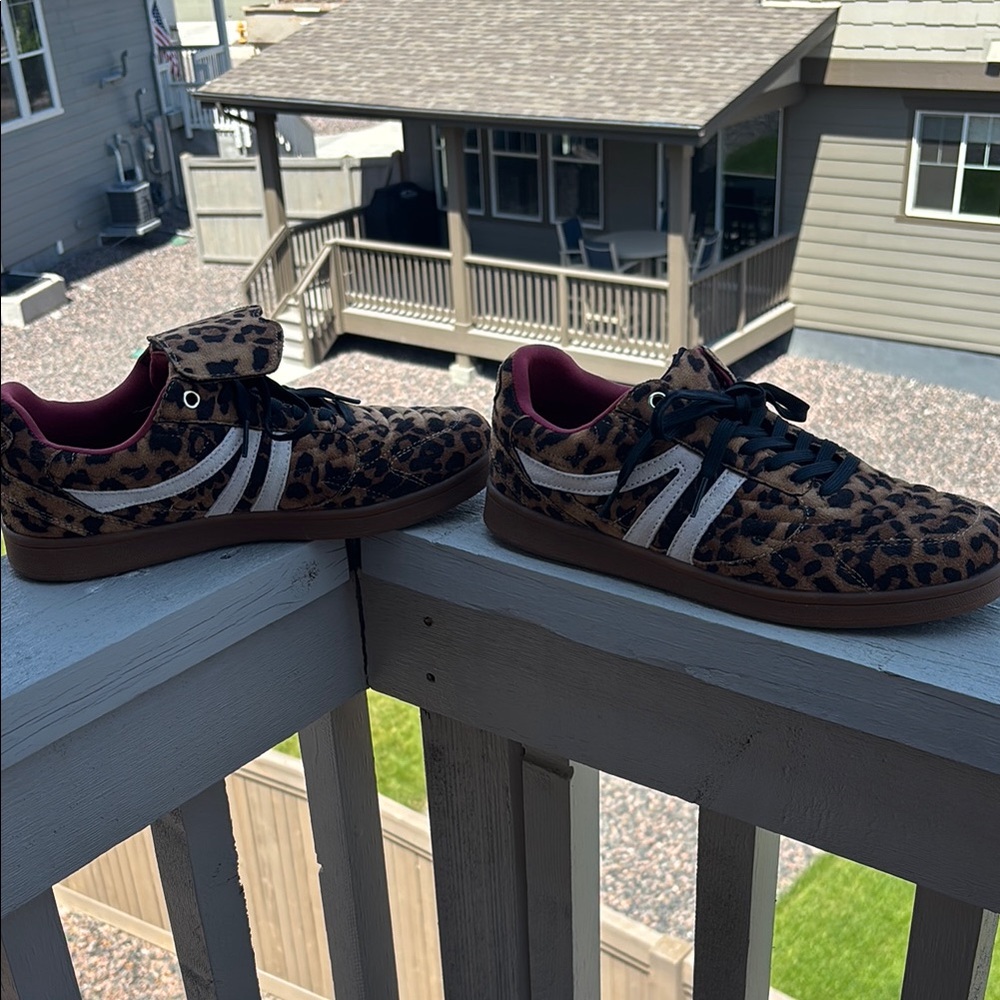Leopard Print Sneakers with White Stripes